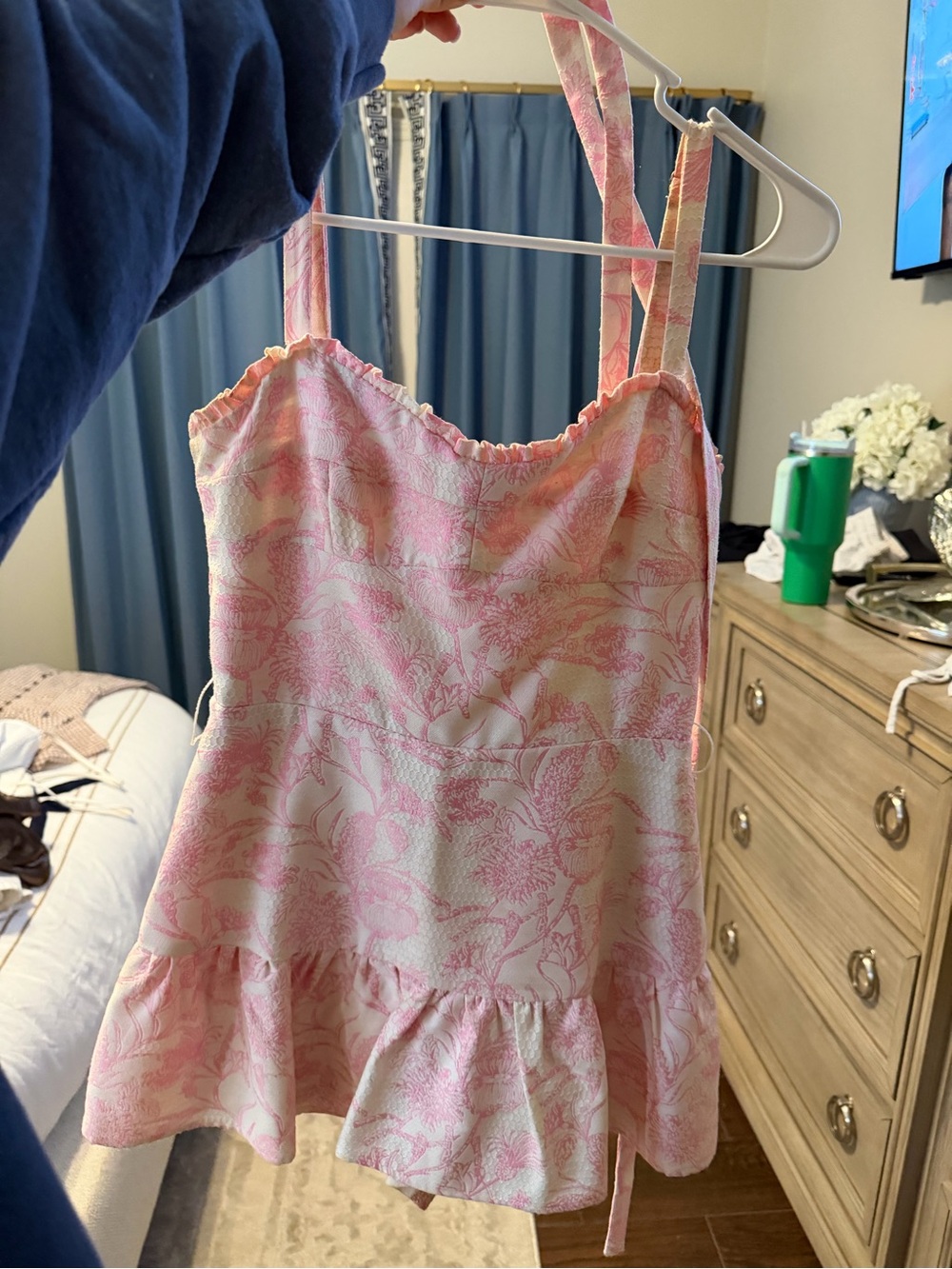 Amanda Uprichard Pink and Cream Mini Dress